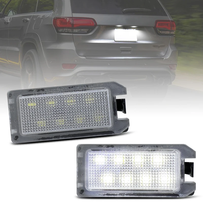 2Pcs For Jeep Grand Cherokee Compass Patriot Maserati Levante Fiat 500 Dodge Viper White LED Number License Plate Light