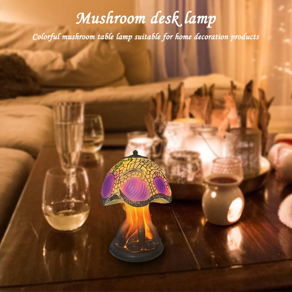 Colorful Retro Night Light Resin Crafts Plant Statues Ornaments Atmosphere Light Fantasy Bright Bedroom Bedside Decor