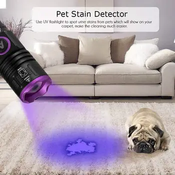 USB充電式365nm紫外線手電筒鋁製便攜式紫外線手電筒黑光寵物尿液檢測器黑色手電筒 10 最佳銷售 365奈米紫外光 - №4