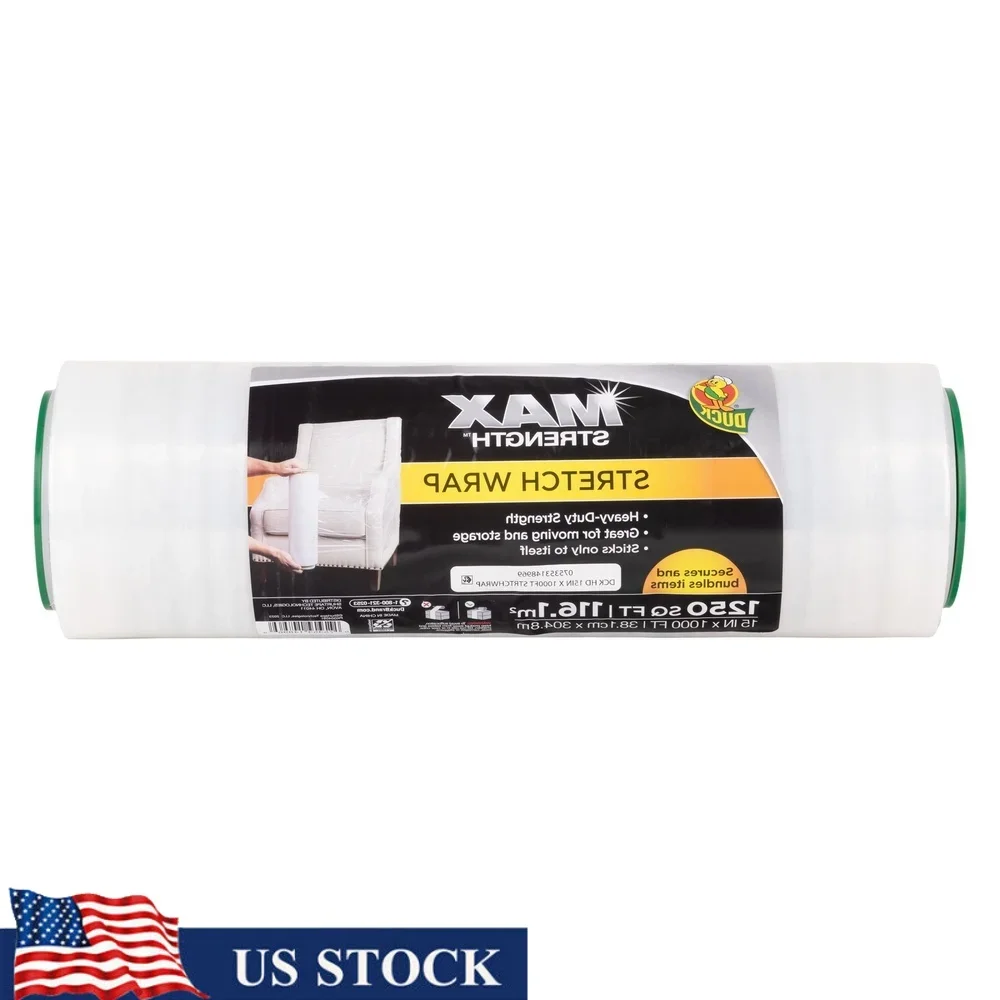 

Heavy Duty Stretch Wrap 15in x 1000ft Clear Plastic Film Packing Moving Shipping Furniture Protection