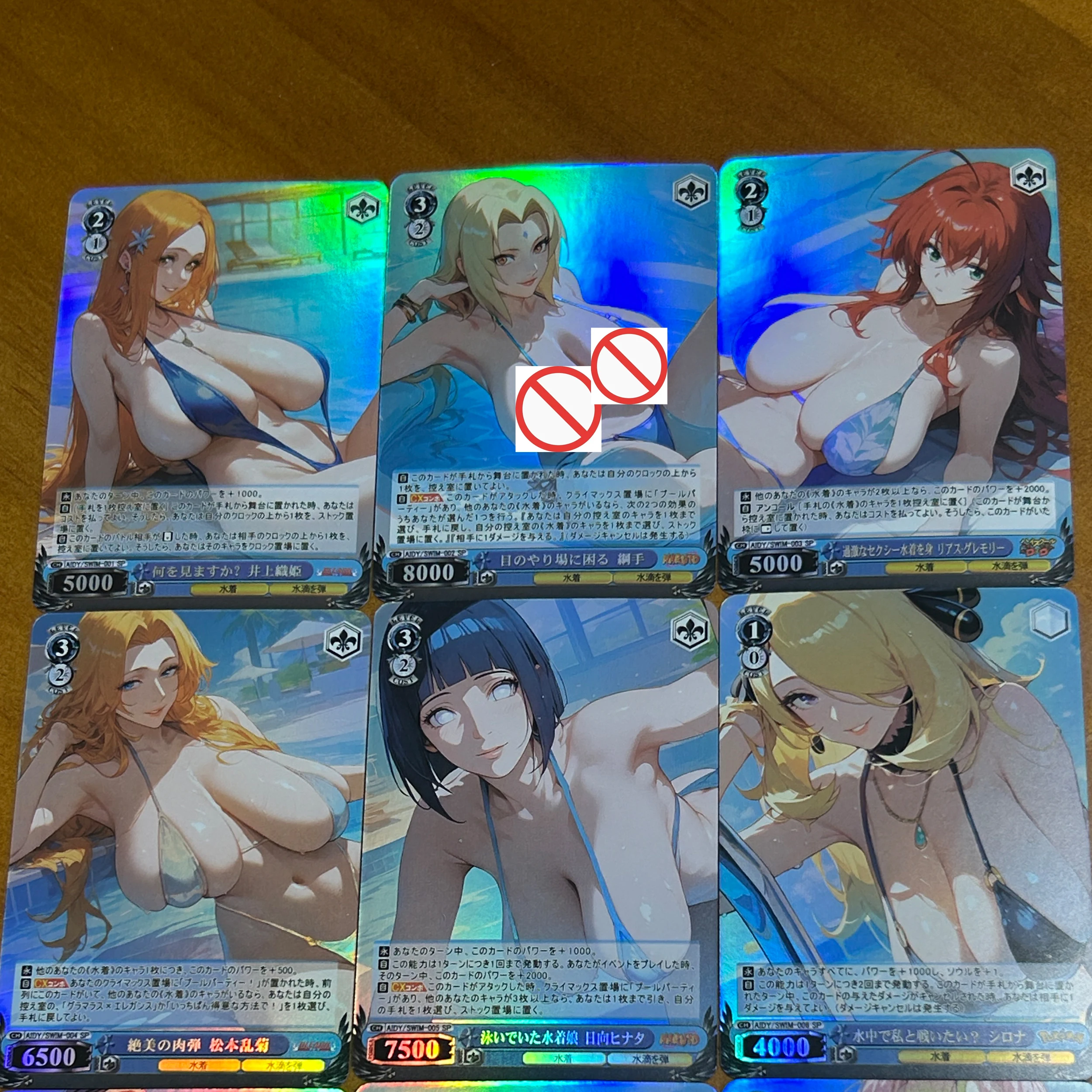 Diy Self Made 9Pcs/set Tsunade Haruno Sakura Ws Swimsuit Collection Card Color Flash Cynthia Hyuga Hinata Anime Cards Gift Toy