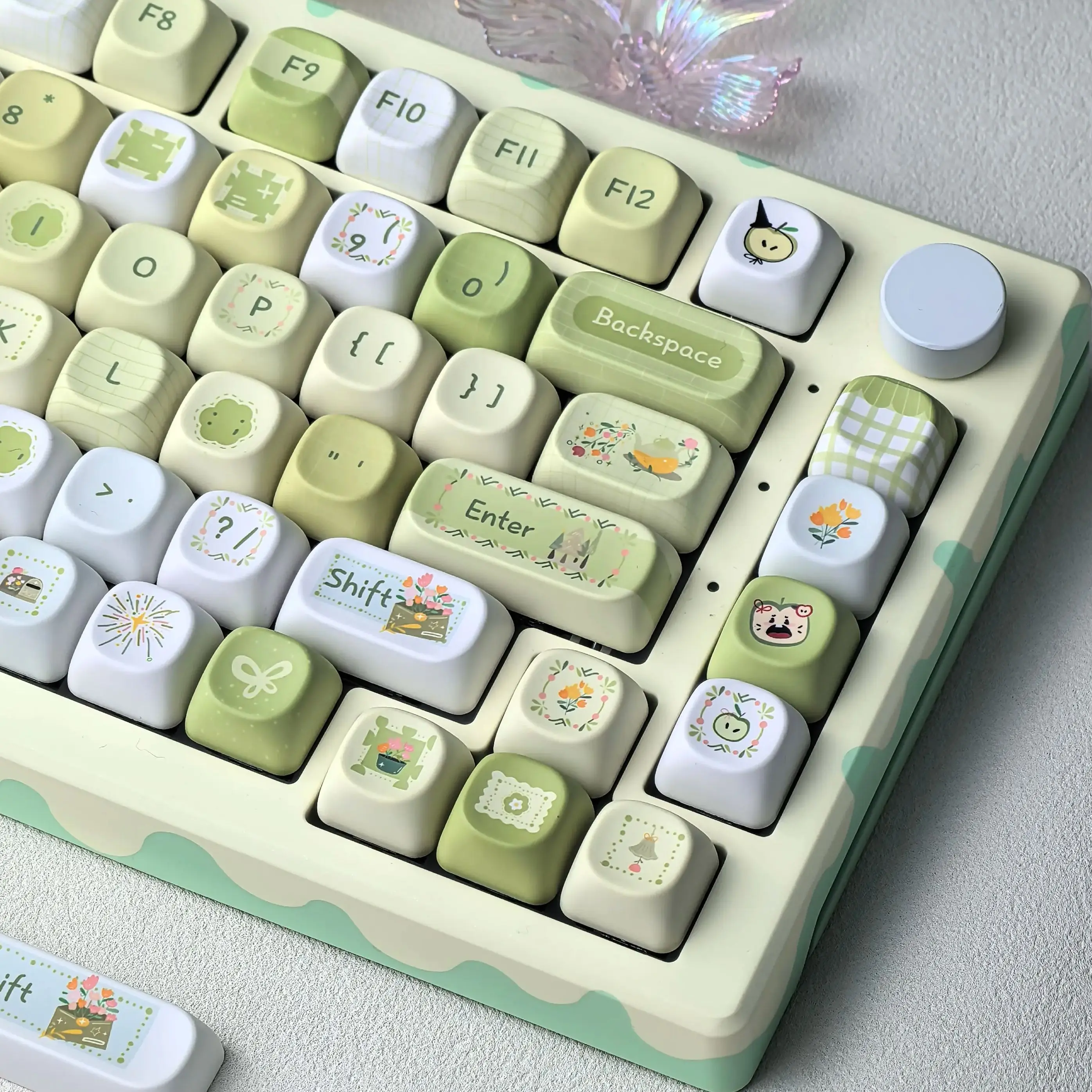 MAIMOOO Green Spring Keycaps Spring Field Journal Theme Cute Moa Pbt For Aula Keyboard Custom Keycaps