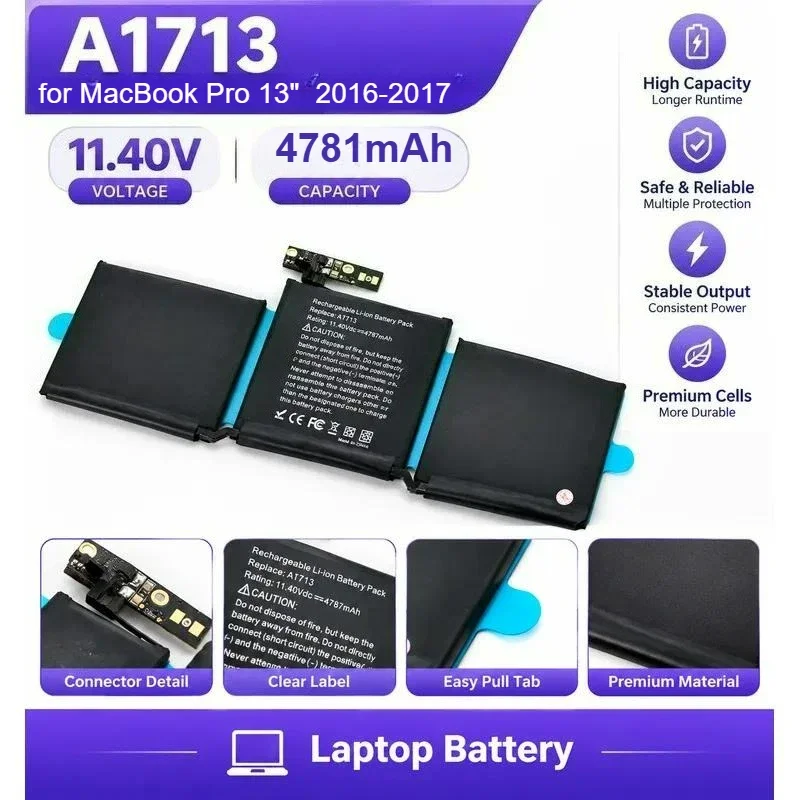[NEW] A1713 11.4V 4781mAh for MacBook Pro 13