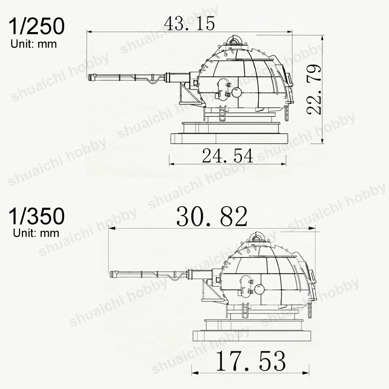 1PC Miniature Russian AK-130 Naval Gun Resin Model 1/72 1/144 1/250 1/350 Scale 3D Printing Upgrade Parts for DIY Handmade Hobby image 6