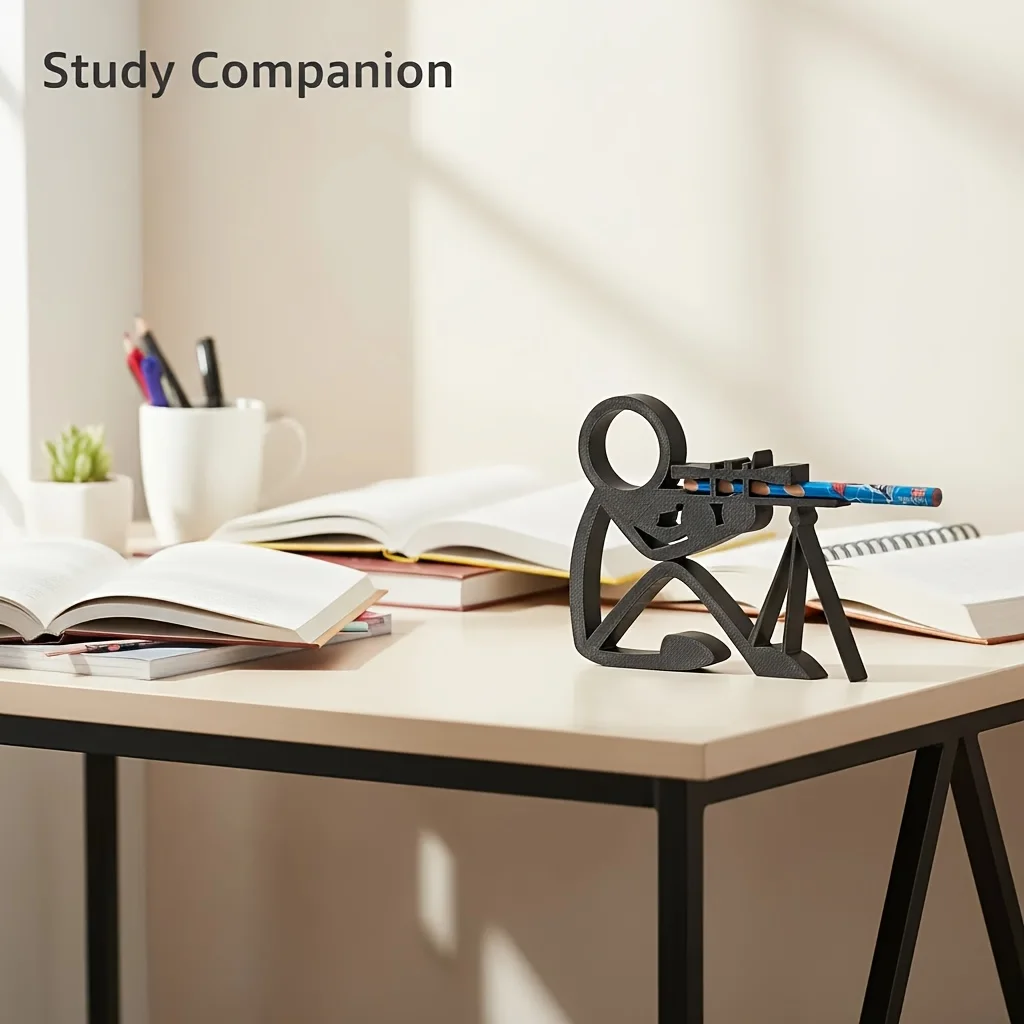 3D Printed Stick Figure Pen Holder, Desktop Ornament Stand for Stationery, Study Office Supplies Gift for Students Christmas