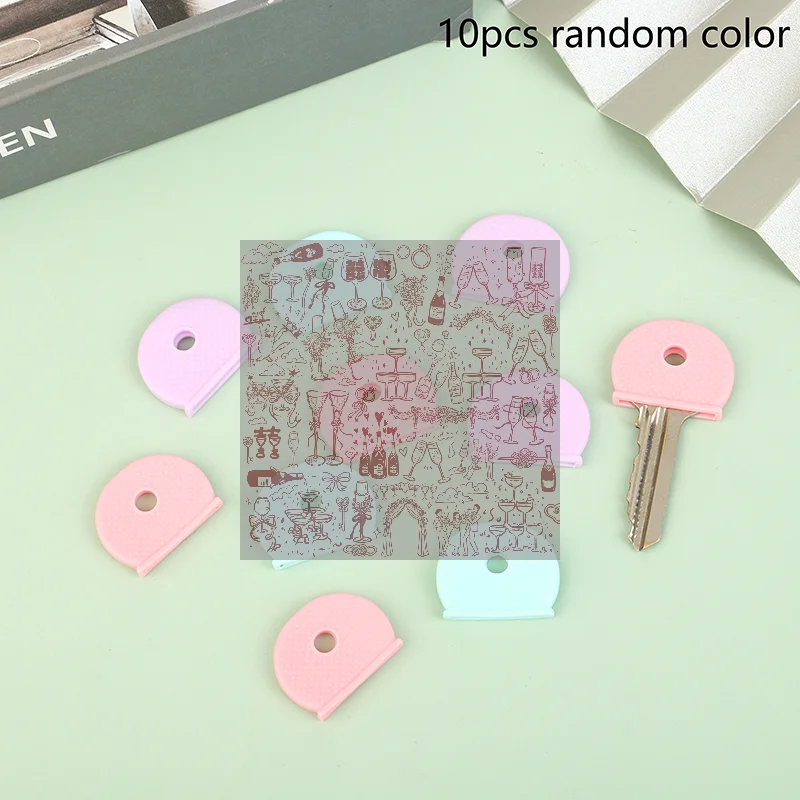 10Pcs Mixed Color PVC Plastic Keys Caps Topper Elastic Case For DIY Keyring Rubber Head Caps Keys Locks Tags ID Markers