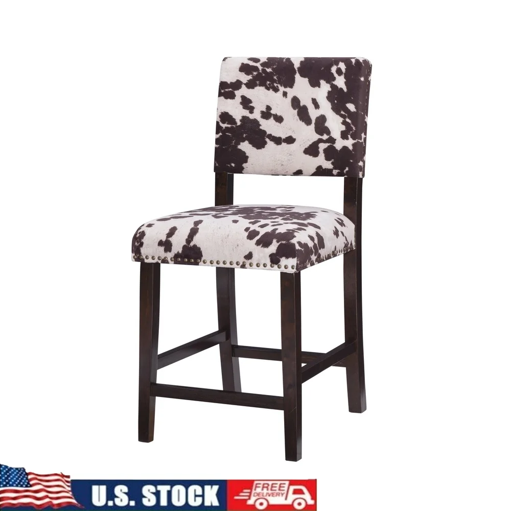 

Counter Stool Udder Madness Microfiber Upholstered Seat Nail Head Trim Antique Bronze Straight Legs Kitchen Bar Stool Assembly