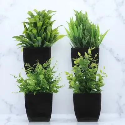 

4Pcs Small Artificial Plants Black Pot Mini Faux Succulent Greenery for Bathroom Home Office Indoor Decor Indoor Plants
