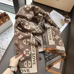 Winter versatile double-sided imitation cashmere scarf, air conditioning warm shawl, external imitation wool scarf, dual-use