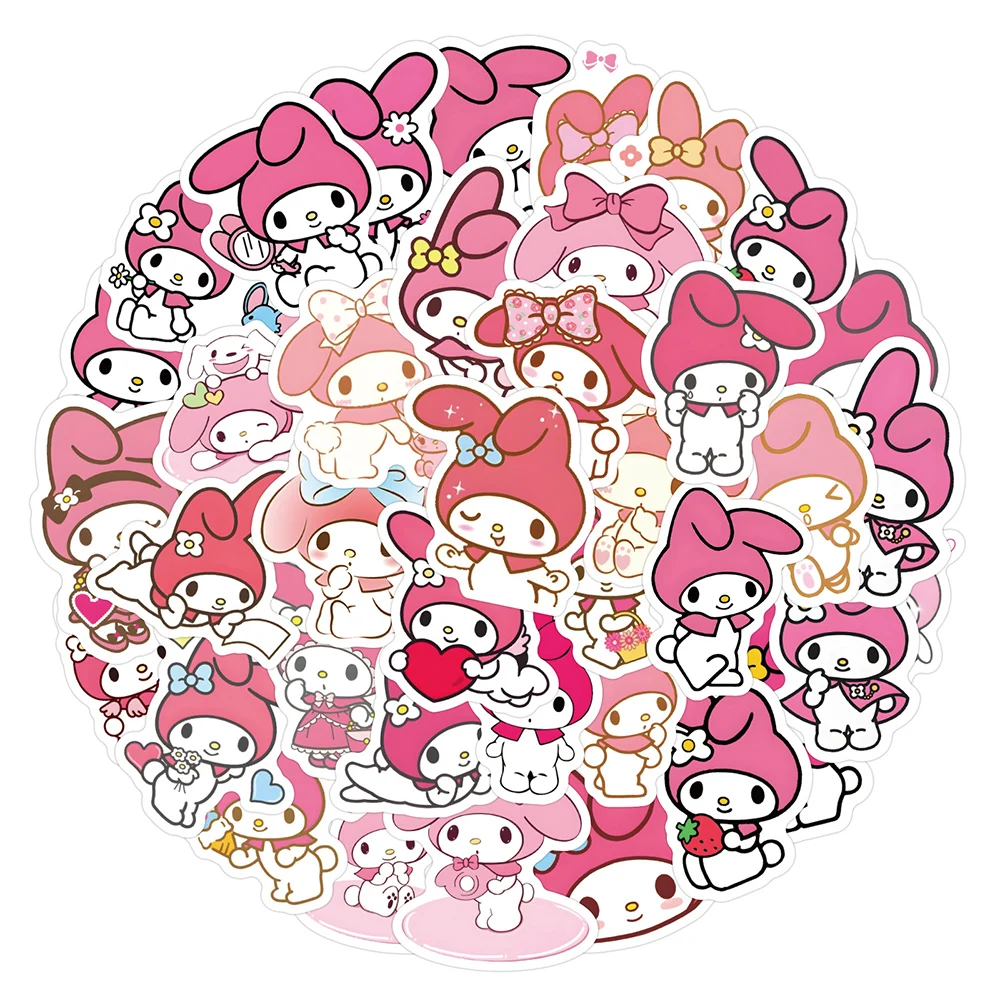 

10/30/60PCS Kawaii Anime My Melody Graffiti Stickers Waterproof Cartoon Kids Decal Toy DIY Laptop Guitar Stationary Sticker Pack