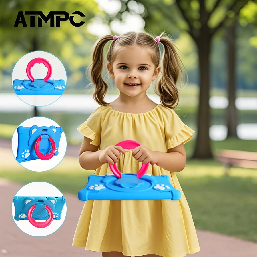 ATMPC Kids Tablet PC, 10.1 Inch Android 14, 3GB RAM 32GB ROM, IPS Screen, Eye Protection, WiFi 6, iWawa Parental Control Tablet