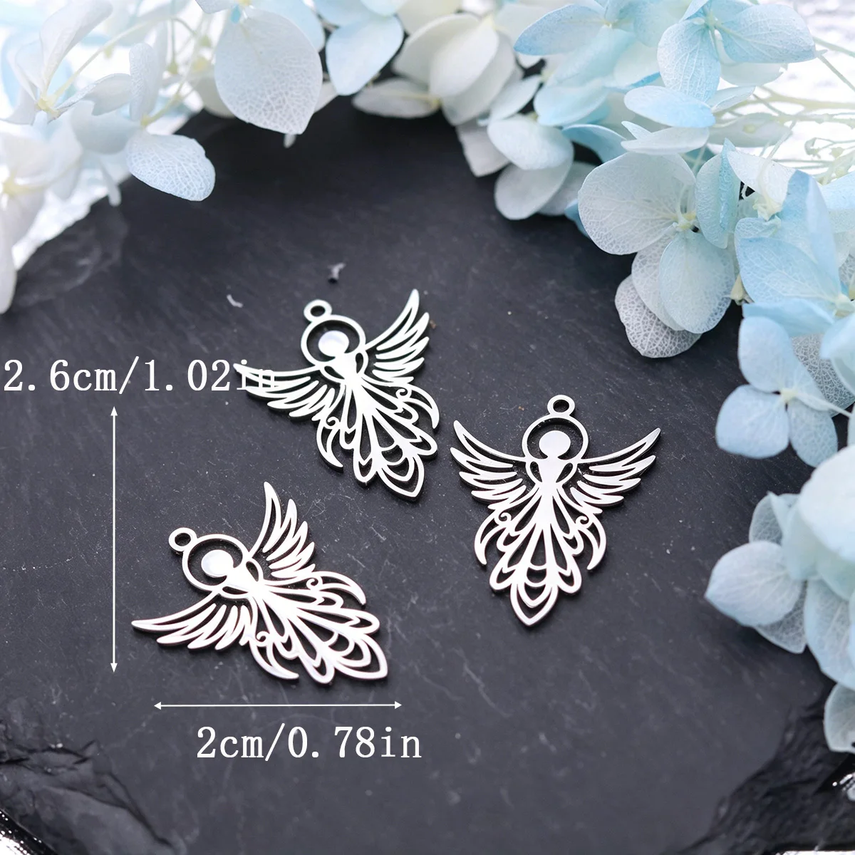 3pcs Guardian Angel Charms Stainless Steel Hollow Pendant for DIY Jewelry Making Necklace Earrings Keychain Wholesale