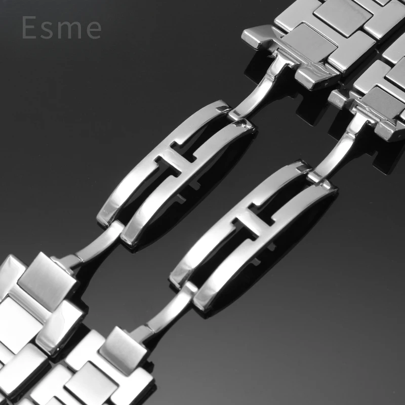 Para Cartier Tank Solo Ronde Series Correa de reloj de acero Cadena de reloj W 5200014   Correa de reloj con interfaz plana para hombre y mujer de 16-23 mm