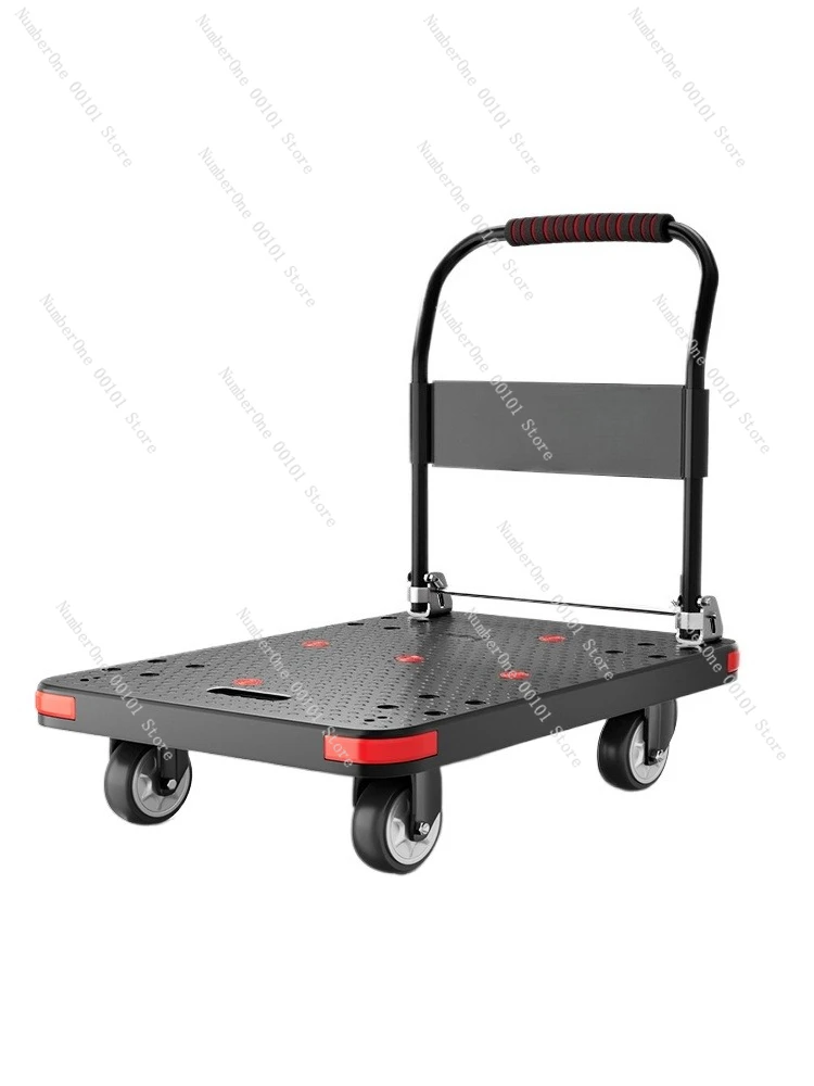 Supermarket handling trolley, household portable folding flatbed, express pulling trailer