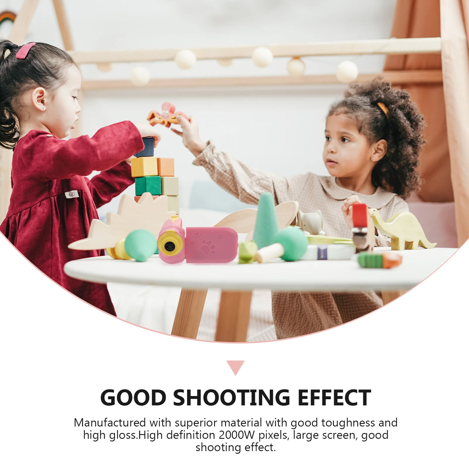 مجموعة واحدة من كاميرا الأطفال الرقمية بتصميم كرتوني، كاميرا أطفال متينة مضادة للسقوط للأطفال الصغار، شاشة كبيرة 2000 وات عالية الوضوح