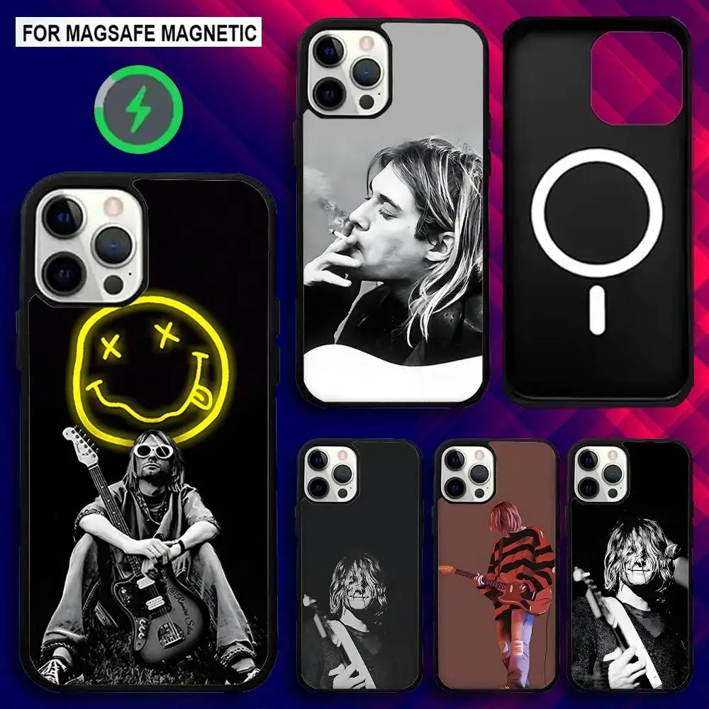

K-Kurt C-Cobain Phone Case For iPhone 17,16,15,14,13,12,11,Pro,Max,Plus,Mini,SE4,E Magnetic Magsafe Wireless Charging