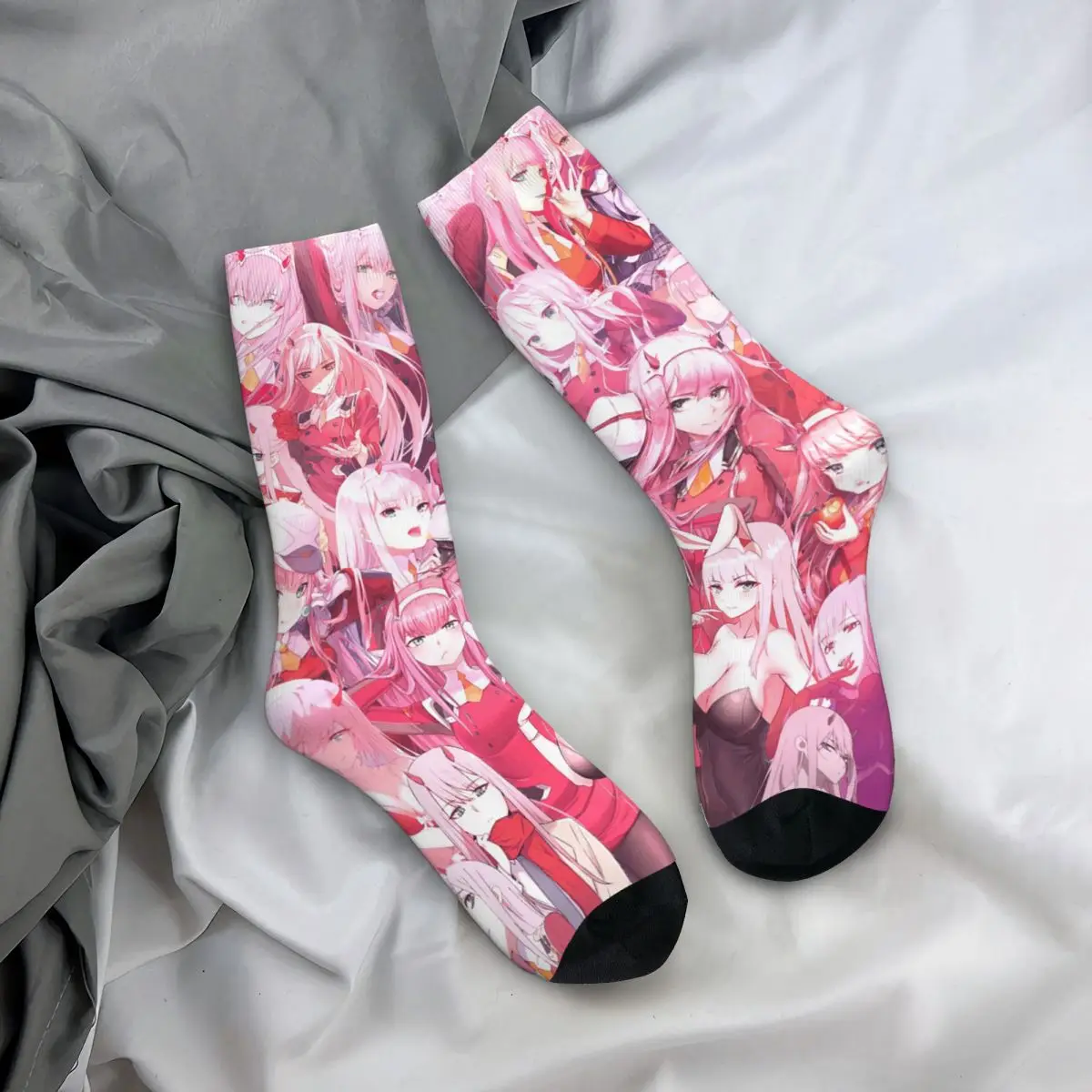 

All Seasons Crew Stockings Darling In The Franxx Anime Girl Socks Crazy Hip Hop Long Socks for Men Women Valentine's Day Gifts