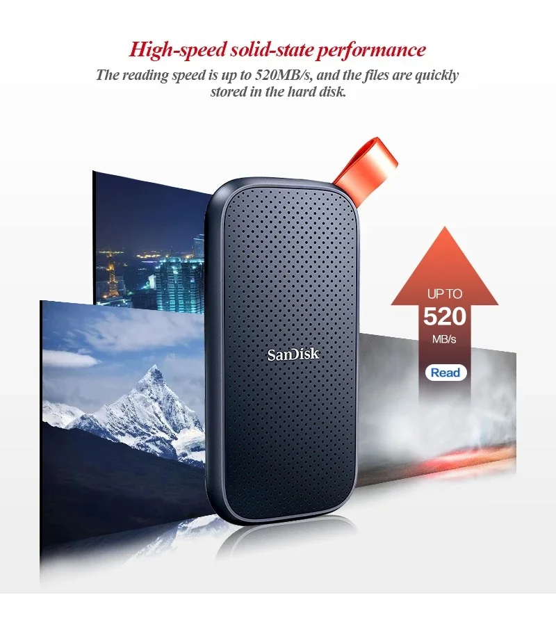 

Внешний твердотельный накопитель SanDisk E30, 1 ТБ, 2 ТБ, портативный твердотельный накопитель, макс. 800 Мбит/с