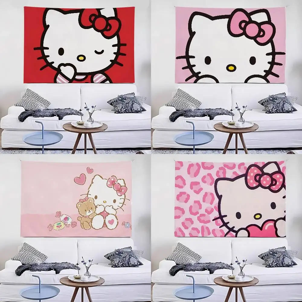 H-HelloKittys Tapestry Wall Hanging Tapestry Art Deco Blanket Curtain Hanging At Home Bedroom Living Room Decor