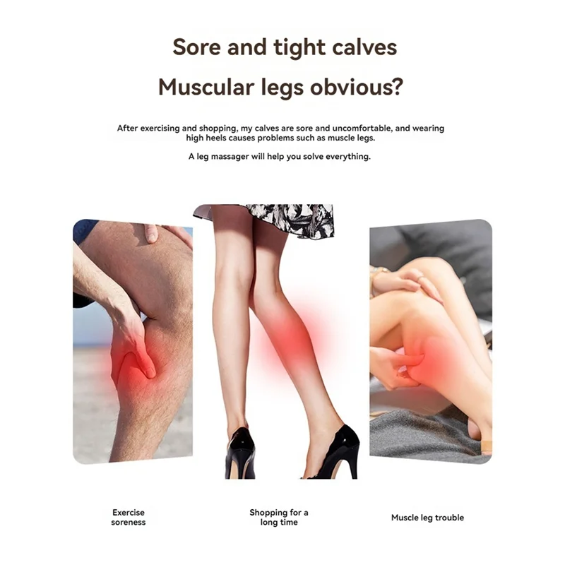 ABUU-Electric Heated Leg Massager 3 Mode Vibrator Wireless Calf Massager Machine Hot Compress Promote Blood Circulation