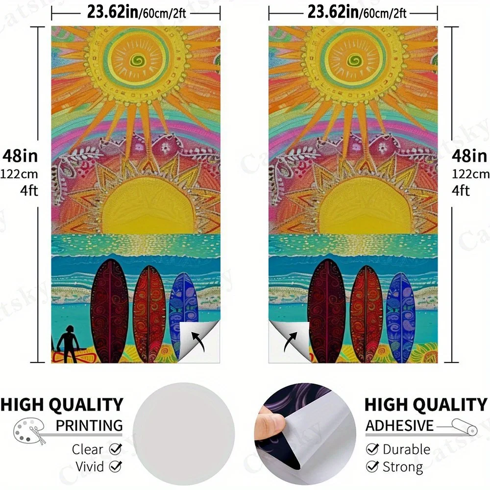 Psychedelic Beach Scene   Sandbag Board Sticker.This sandbag board sticker is made from high-quality materials, offering excelle