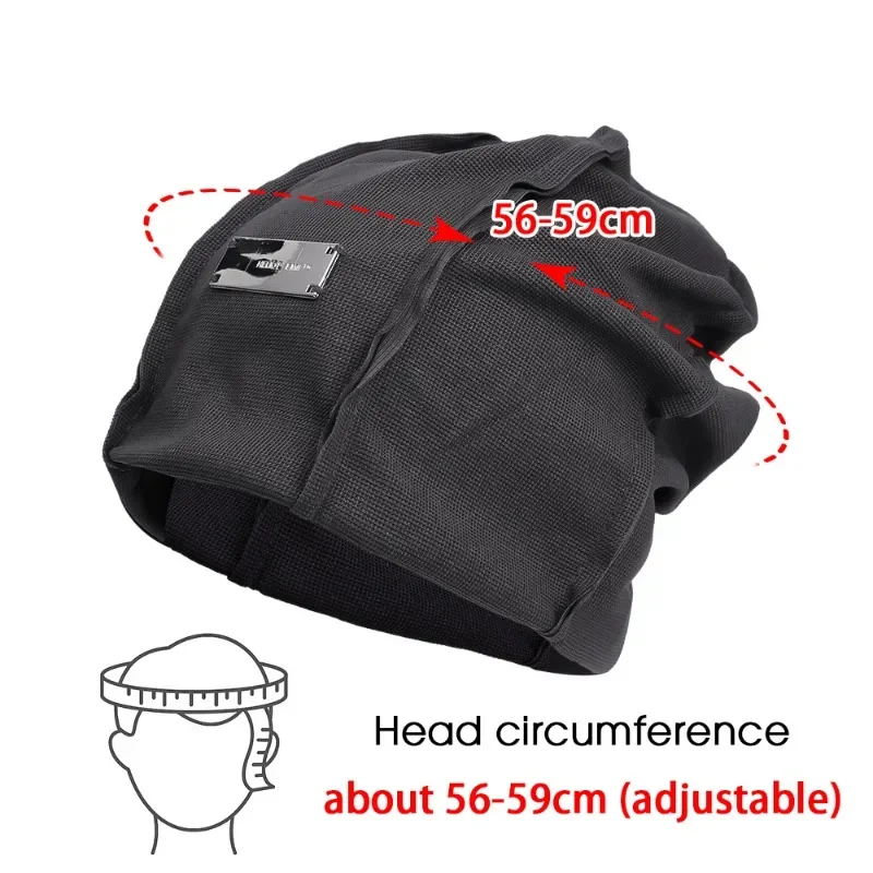 Winter Cotton Beanies Pullover Hat Vintage Fashion Men Women Autumn Warm Metal Letter Folding Hat Laziness Casual Skullies Caps