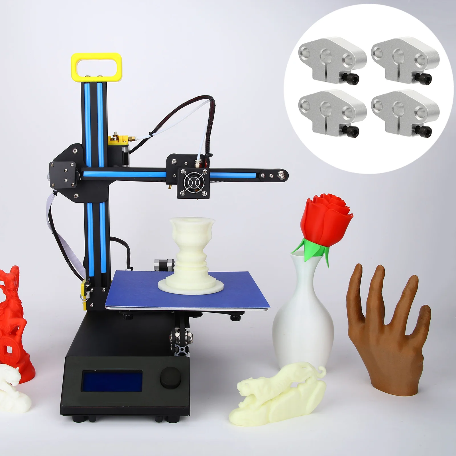 

4Pcs Aluminum Alloy 3D Printer Shaft Support Fixed Bracket Clamp Linear Rail Guide Rod Support Bearing Vibration Reduction