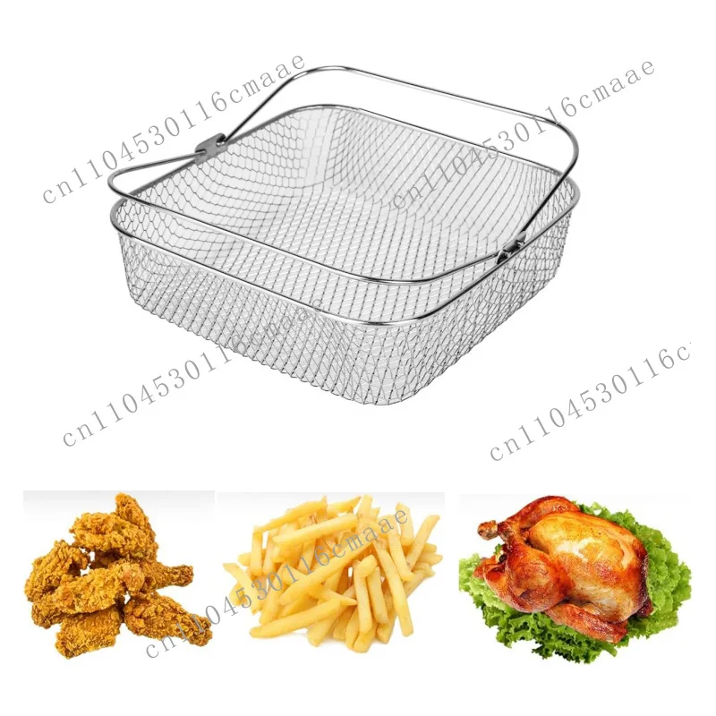 Air fryer accessories 304 stainless steel mesh basket breathable mesh basket food fried blue can be sent one piece