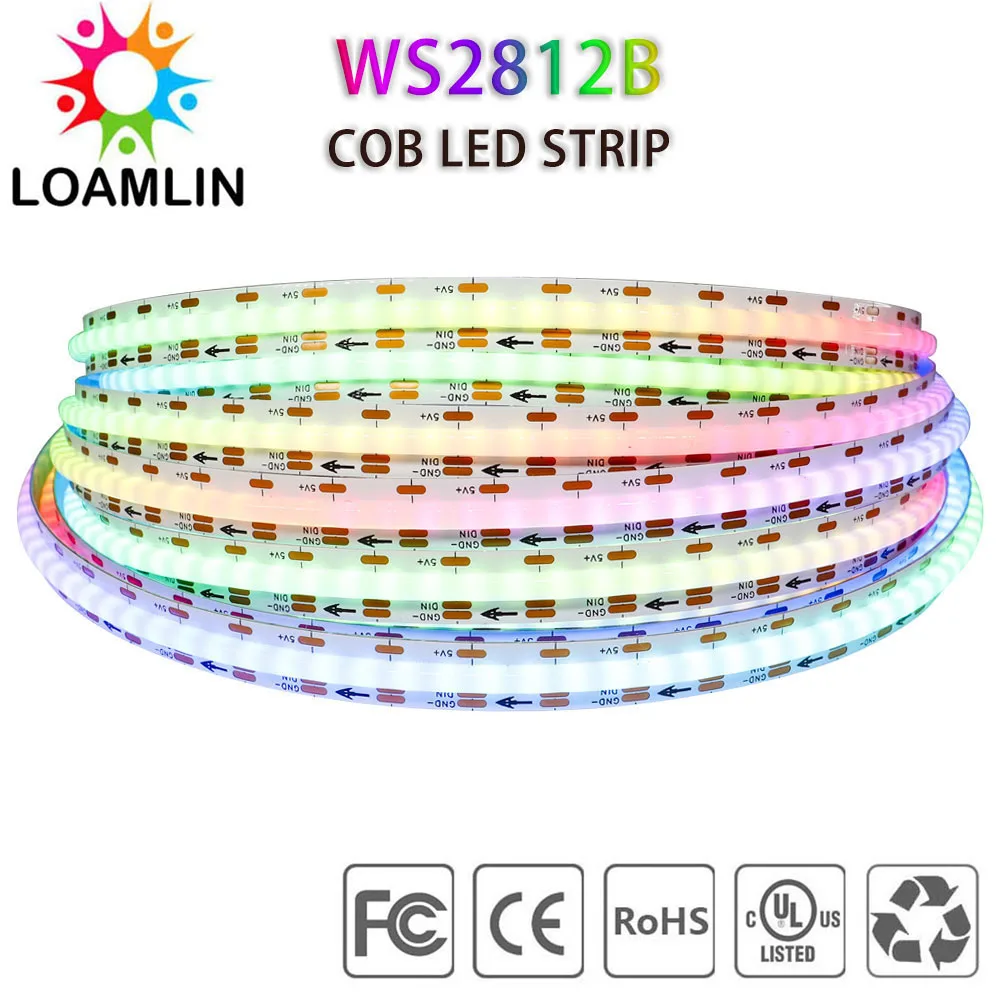 

DC5V WS2812B RGBIC COB LED Strip WS2812 High Density Individually Addressable 160/180/240Leds/m Smart Dream Color COB Led Light