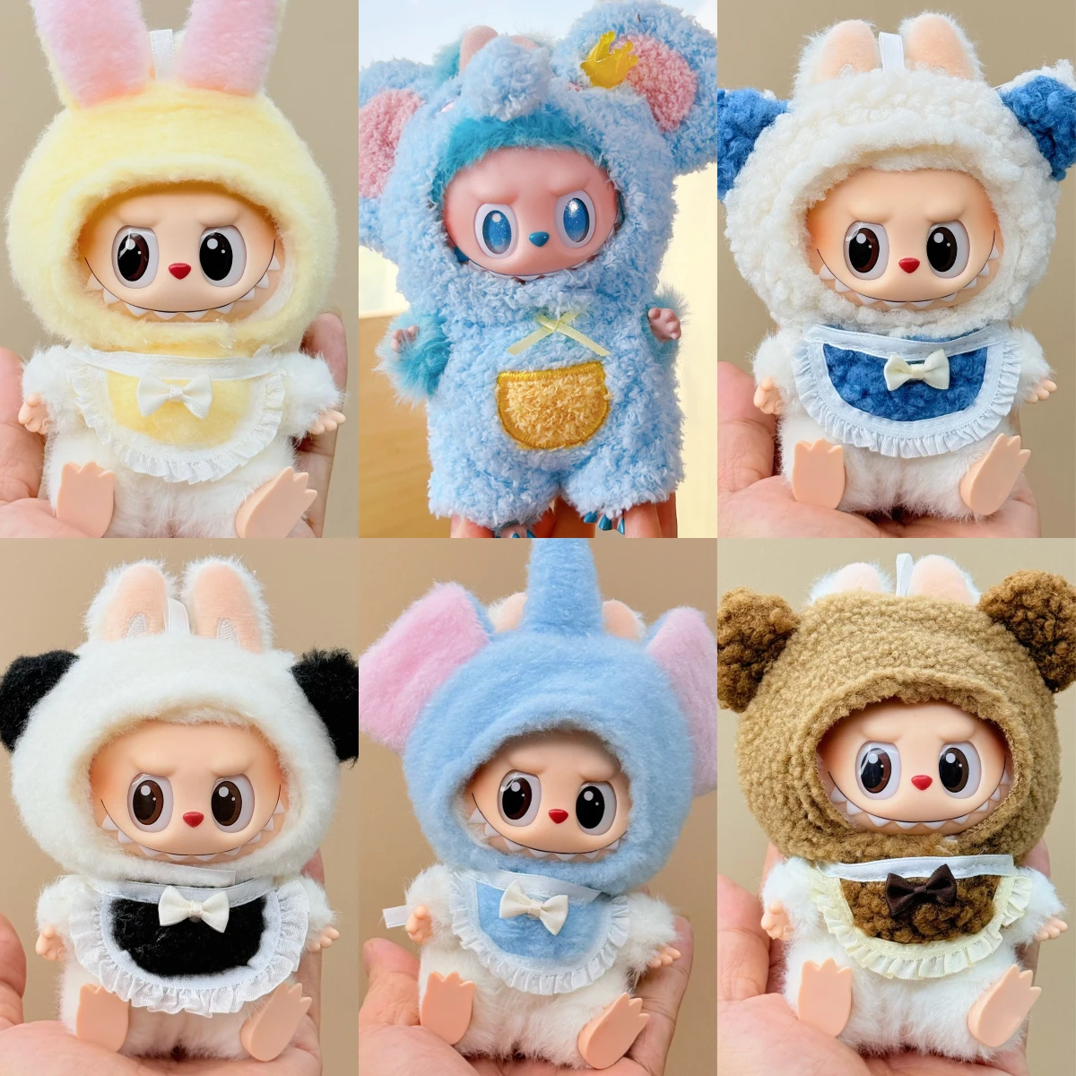 

Labubu Accessories 3.0 Cartoon Dress Up Labubu Outfit Cute Animal Plush Clothes for 15/17cm Doll Dinosaur Duck Elephant