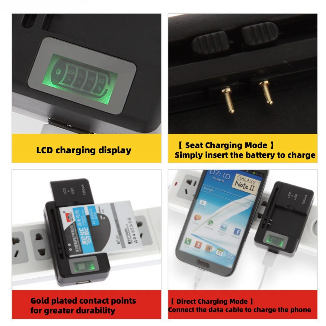 Travel Home Universal Charger with LCD Multifunctional Mobile Phone Battery Portable Charger with LCD Battery Display Screen