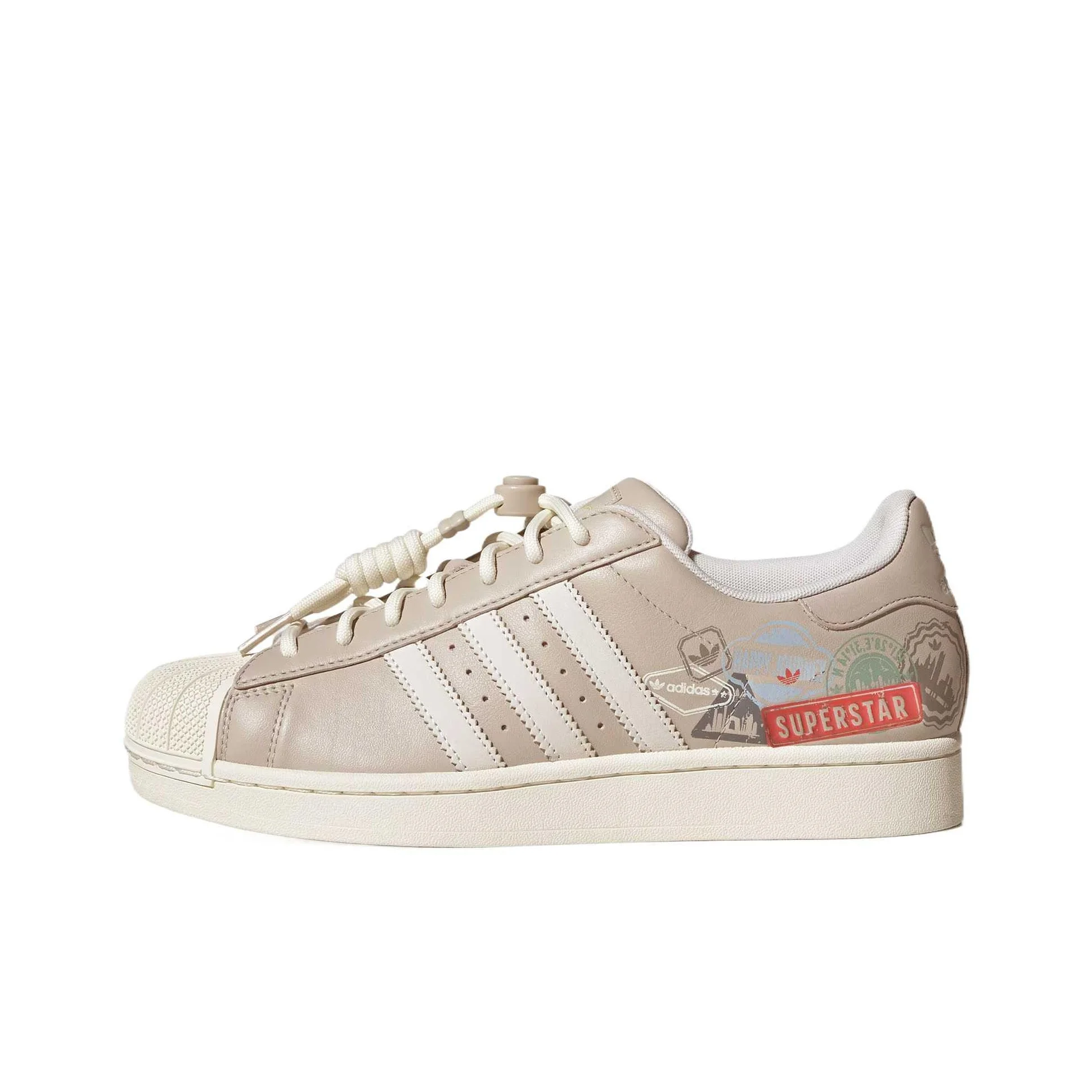Adidas Originals Superstar 2 Lightweight Low top Skateboard Shoes Unisex Brown White JR1330
