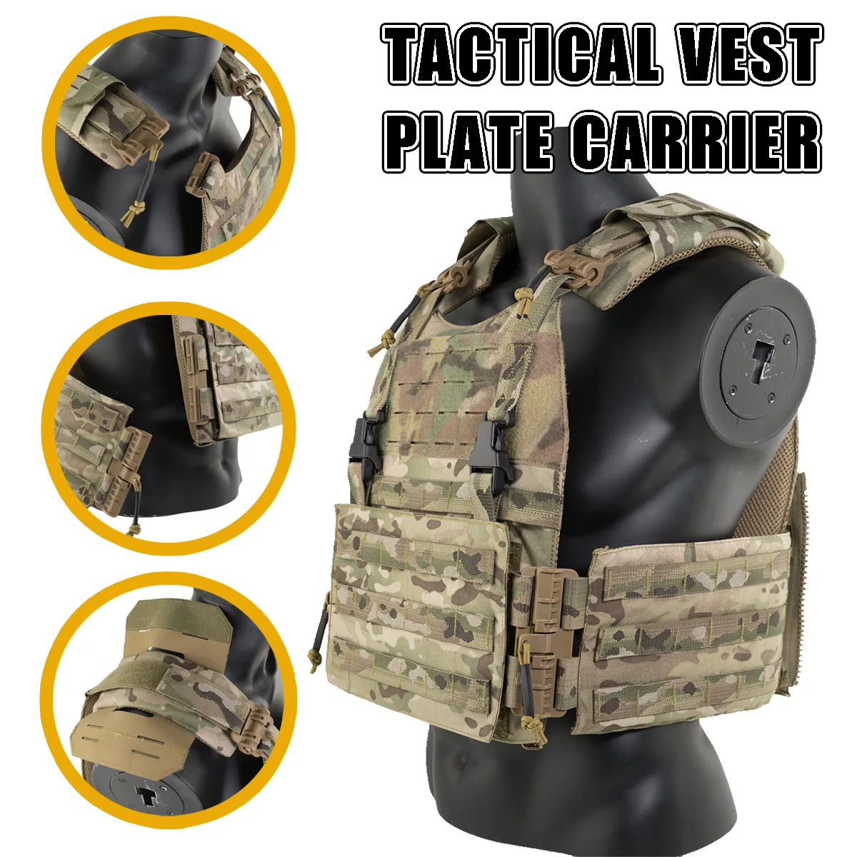 

Tactical Vest Plate Carrier Airsoft Combat Training Gear Lightweight Quick Release Molle System Vest for Outdoor Airsoft Hunting