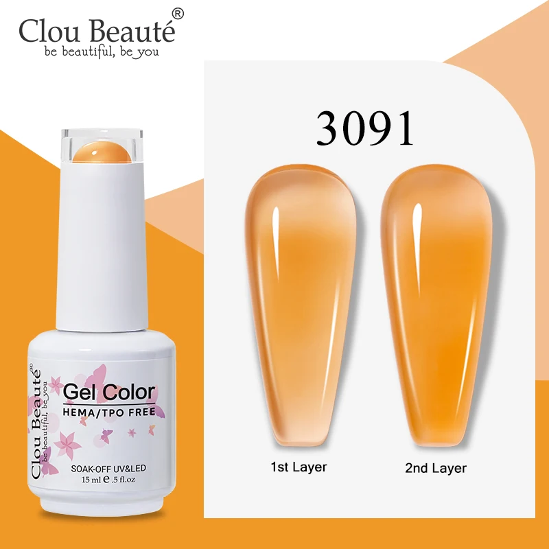Clou Beaute Halbtransparentes Gelee-Farb-UV-Gel, Maniküre-Gel, Nagelzubehör für Profis, semipermanenter Lack, 15 ml