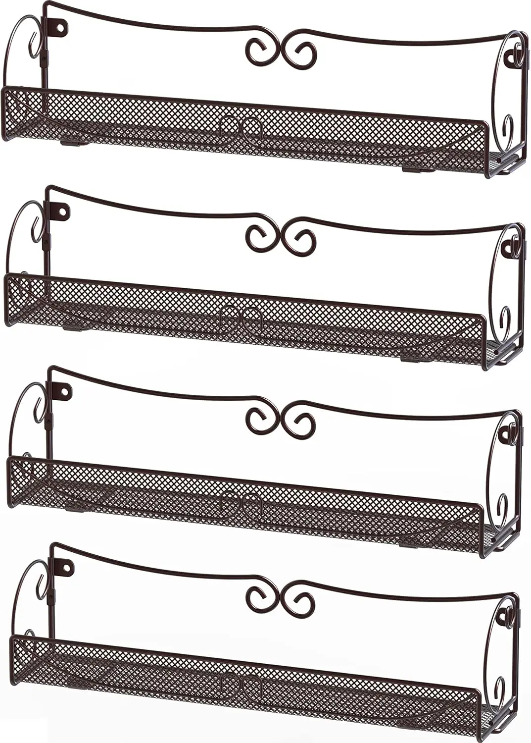 

Wall Mount Single Tier Mesh Spice Rack, 4 Pack, Bronze