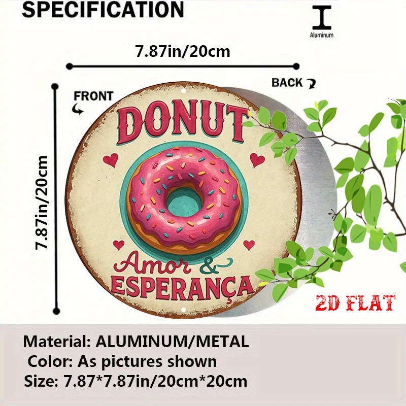 2D Flat, 1pc Vintage Donut Wall Art Sign - Pink Sprinkles & Spanish/English 