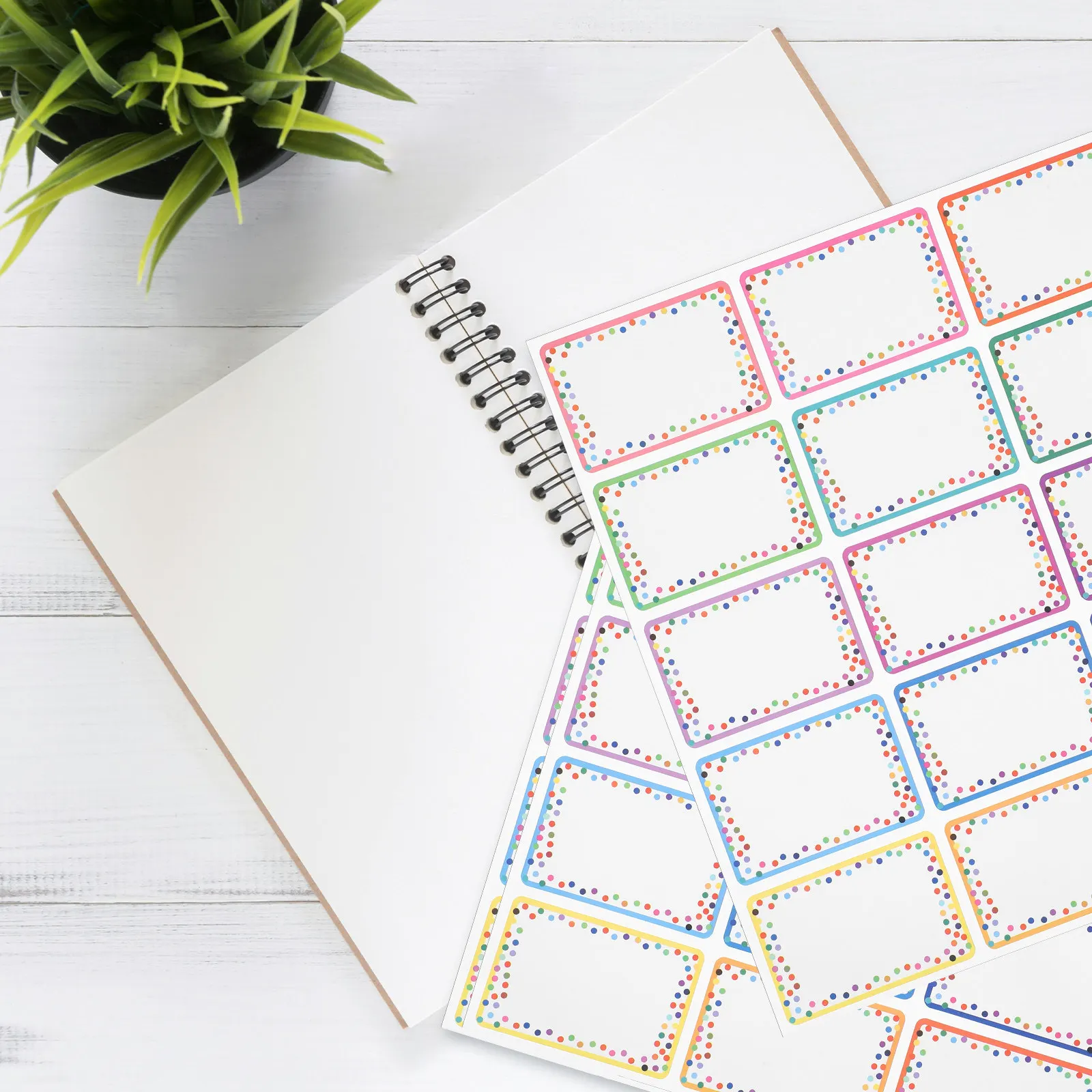 

23 Sheets Self-Adhesive Blank Name Label Stickers Colorful Border Classroom Office Home Organization Writable Permanent Adhesive