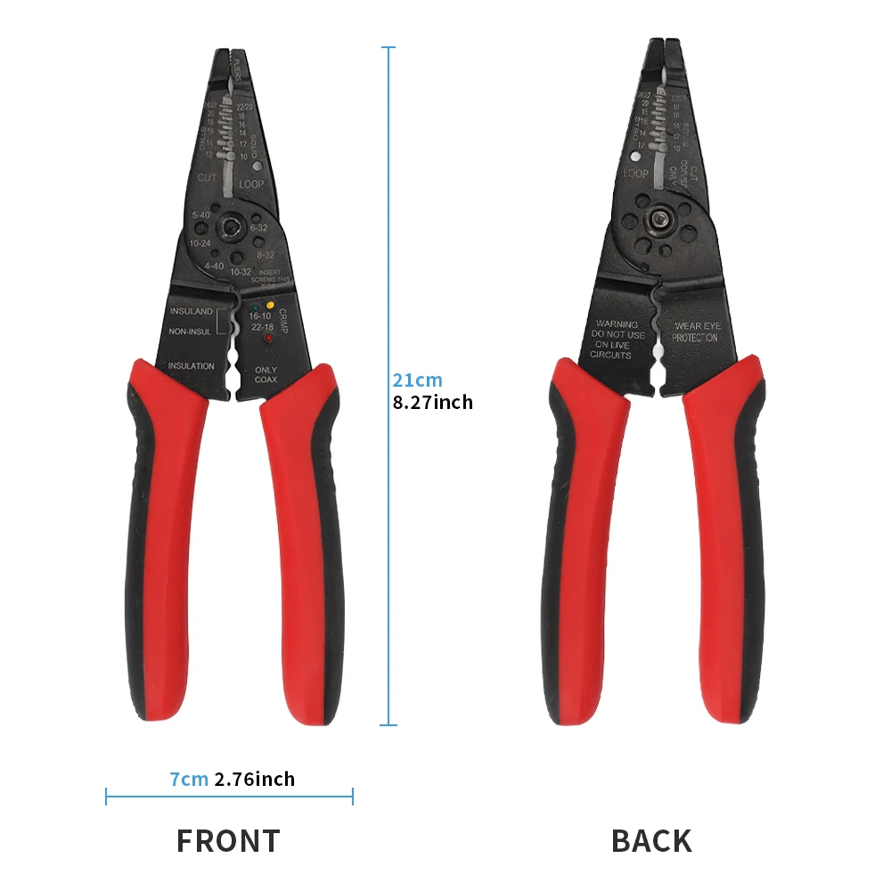 Multifunctional Crimping Stripping Cutting Pliers, Wire Cable Repair Hand Tool for Motorcycle Maintenance, Wide Range Use