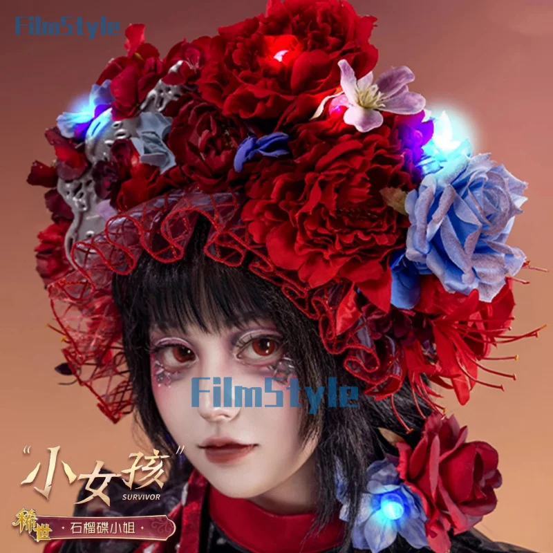 Identity V Little Girl Miss Pomegranate Plate Cosplay Costume Dress Uniform Headwear Glasses Memory Halloween for Women Men Prop
