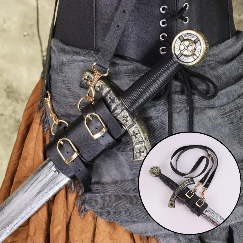 

Medieval Sword Belt Scabbard Sheath Holder Steampunk Gothic Leather Rapier Strap Holster Hanger Knight Warrior Cosplay Accessory