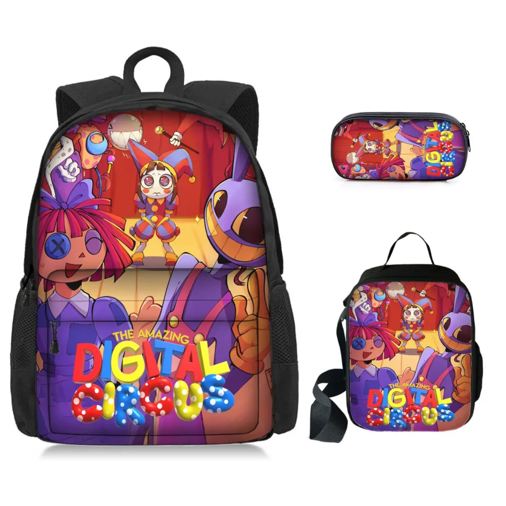 

The Amazing Digital Circus Backpack Kids The Amazing Digital Circus School Bag Mochila Pencil Case Set Pencilbag Bookbag Gift