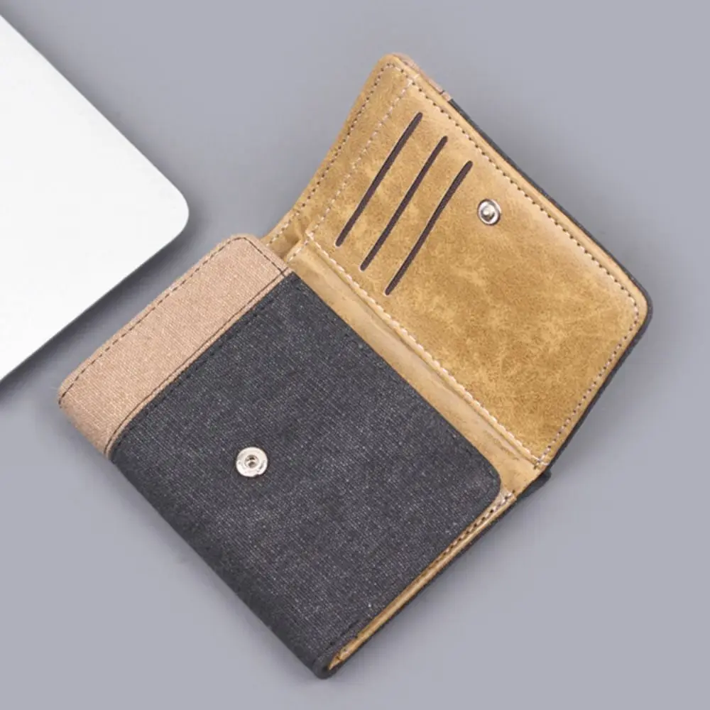 محفظة رجالية جديدة من قماش الدنيم بثلاثة أضعاف أزرق وأسود كاكي حقيبة نقود متعددة الفتحات غطاء جواز سفر للرجال الذكور