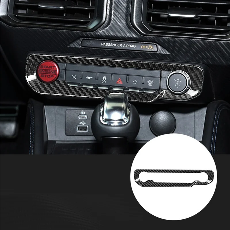 

Real Carbon Fiber Sticker Car Trim For Ford Mustang GT 2024 2025 Interior Central Control Star Button Panel