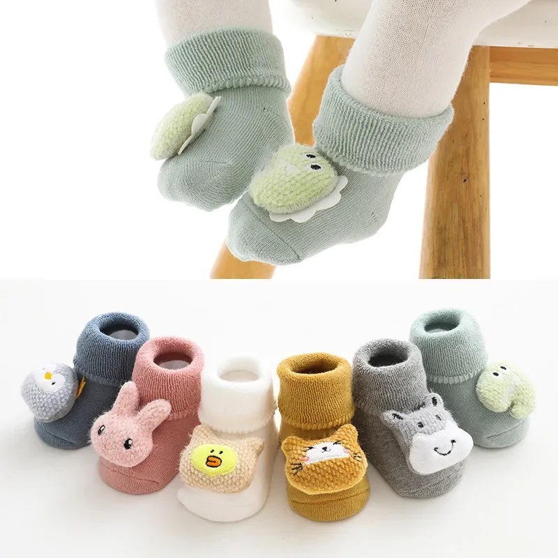Warm Plush Baby Slippers Autumn Winter Toddler Floor Sock Shoes Cartoon Baby Socks for Girl Boys Rabbit Anti Slip Socks