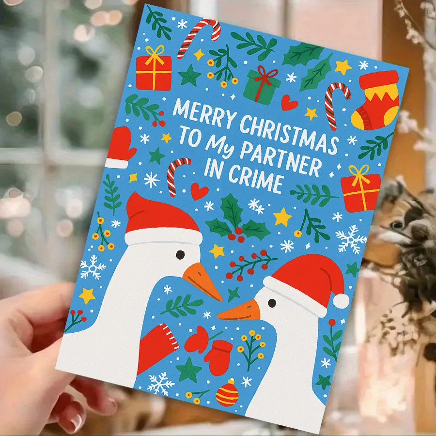 1 Christmas card, specially designed for couples, holiday greetings, partners in crime, love transmission, perfect holiday gift