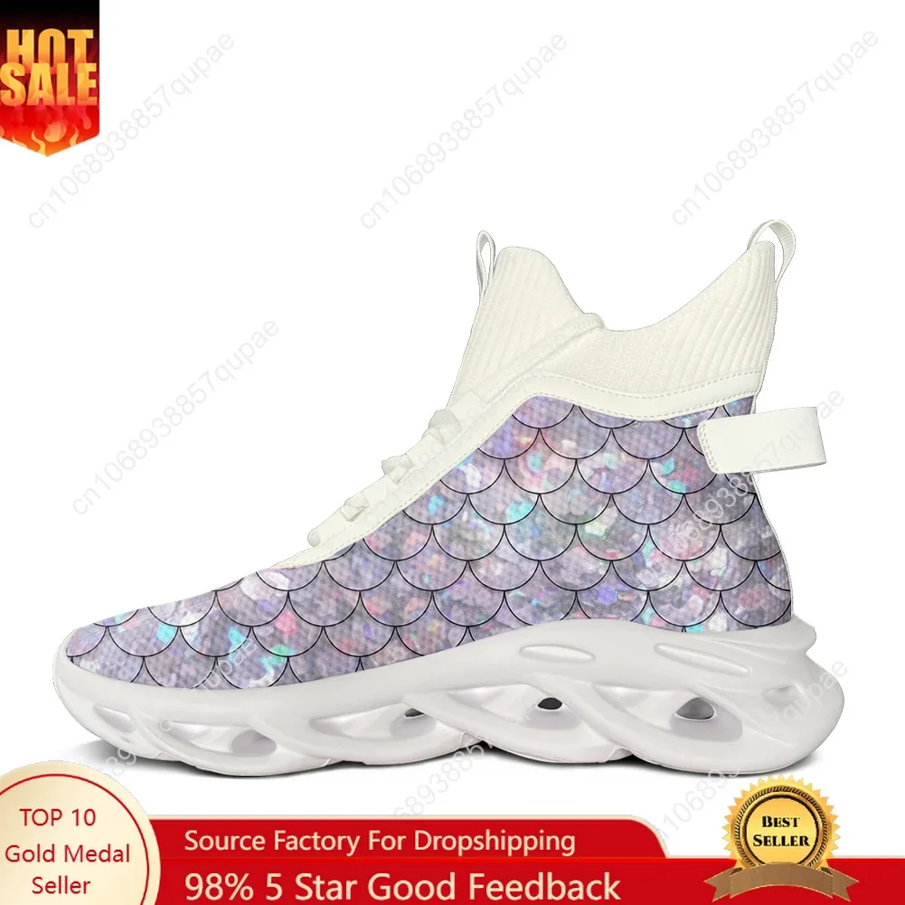 Fish Scale Texture High Top Sneakers Animal Men Women Teenager Sports Shoes Running Sneaker Lace Up Mesh Footwear Custom Shoe