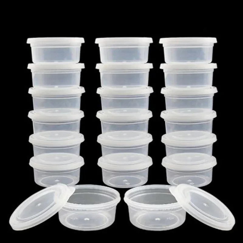 20PCS Foam Ball Round Clear Storage Box Container With Lid Slime Clay Storage Jar Sealed Peppers spray Container with lid Bottle