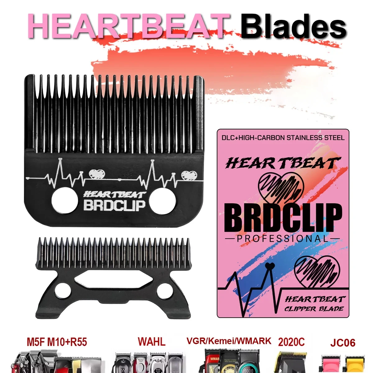 BRDCLIP HEARTBEAT для BRD106 NG-X1 V001 V003 MRD Замена лезвий новой профессиональной машинки для стрижки волос с углеродным покрытием, похожением на бриллианты