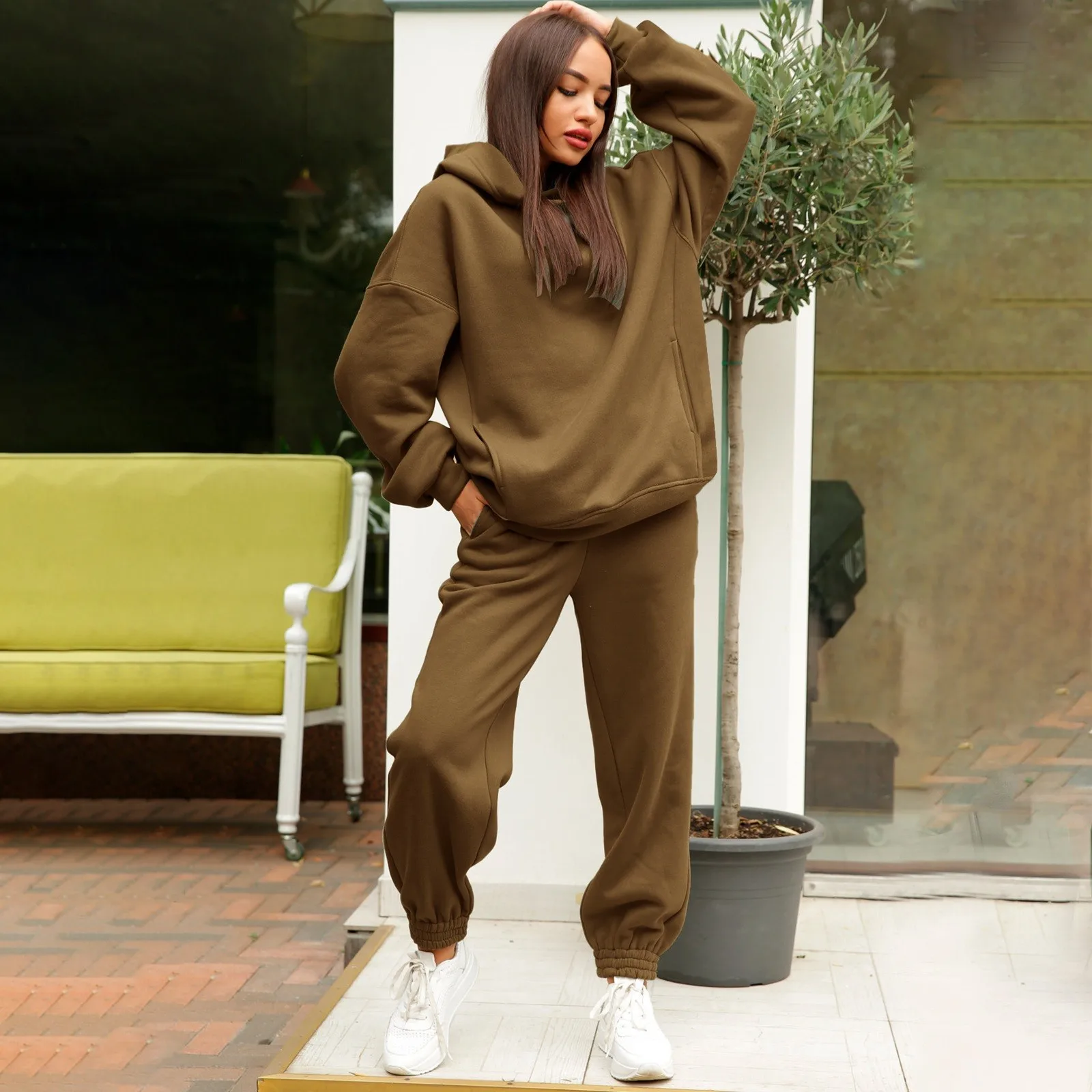 Autumn 2 Piece Outfits Oversized Hoodies+Pants Streetwear Sport Suit Spring Two Piece Set Woman Set Women\'s Female Tracksuit