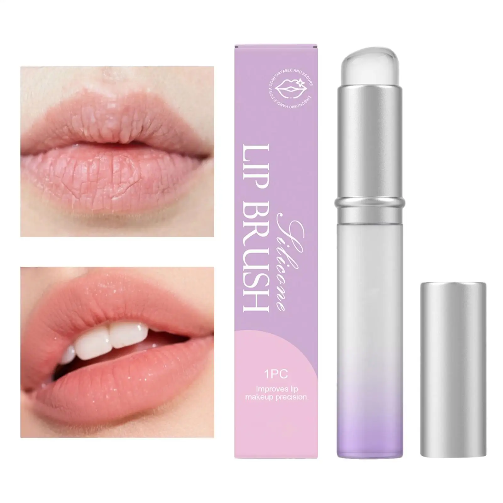 แปรงทาลิปสติกซิลิโคน หัวกลม แปรงทาลิปบาล์มซิลิโคนนุ่ม แปรงทาลิปสติกสำหรับขัดลิปบาล์ม